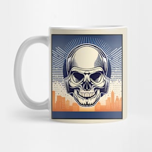 skull over cityscape Mug